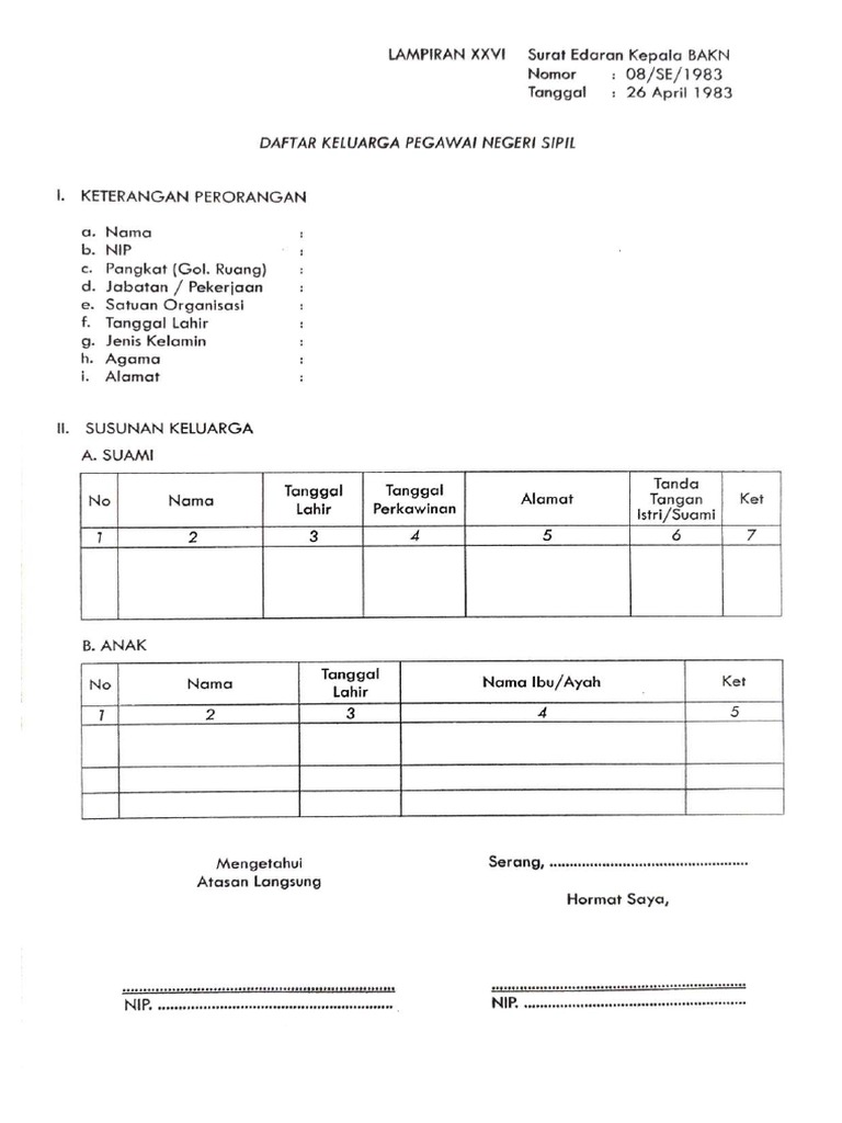 Form Keluarga KARSU | PDF
