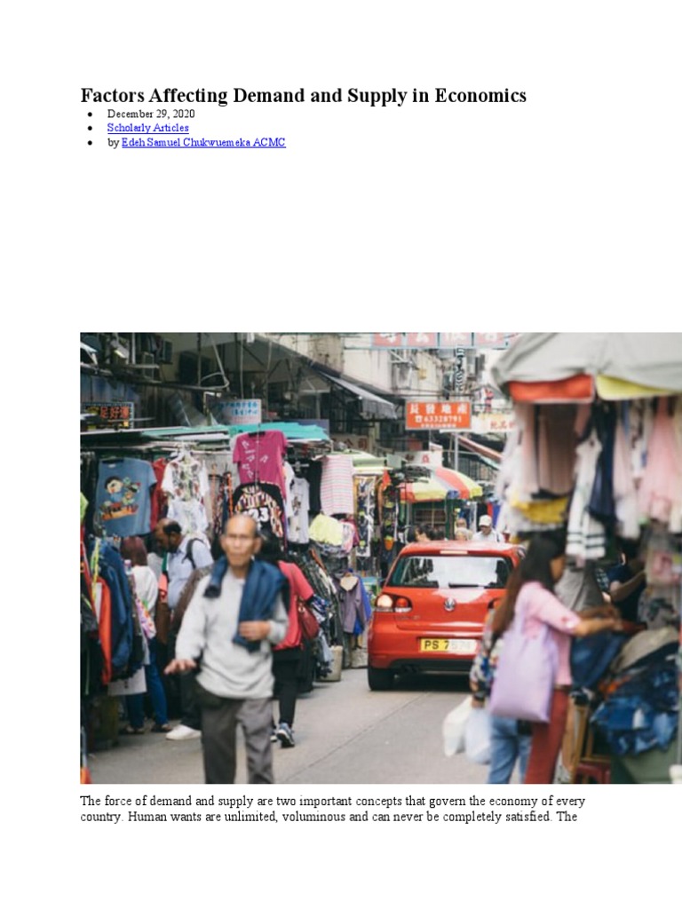 Factors Affecting Demand and Supply An Analysis of the Key