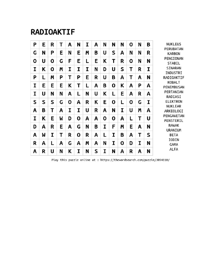 Word Seacrh Form 3 PDF