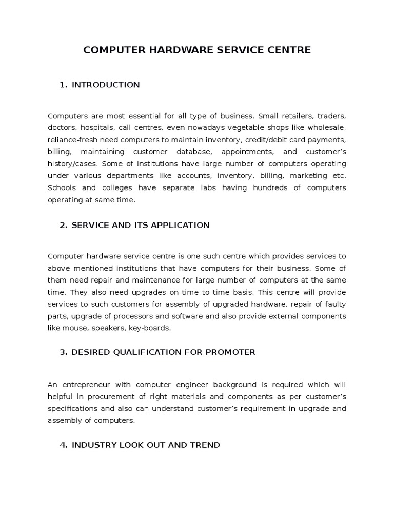 Computer Hardware Service Centre 4. Industry Look Out and Trend PDF