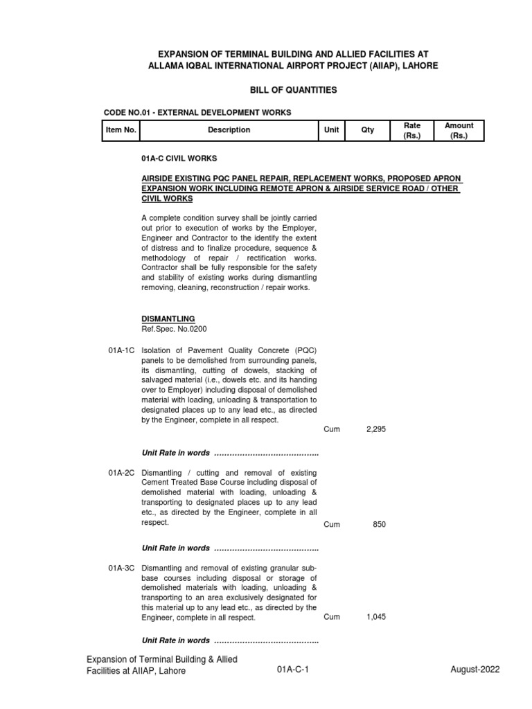 Civil Boq Aiiap Pdf Concrete Economic Sectors