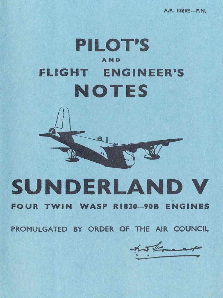 Sunderland V Pilot's Notes, (Aviation) - (Manuals) | PDF