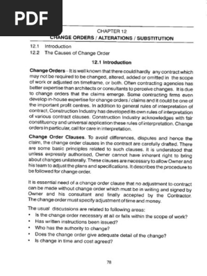 Chapter 12 - Change Orders