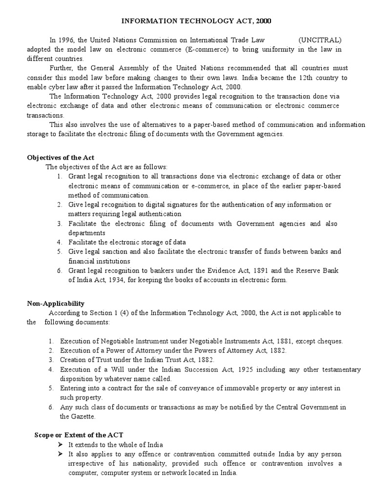Overview of the IT Act 2000 | PDF | E Commerce | Signature