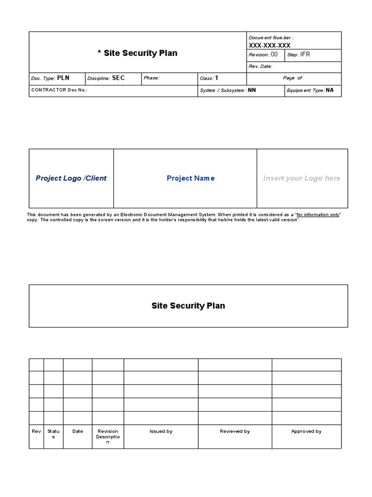 Site Security Plan PDF Access Control Identity Document