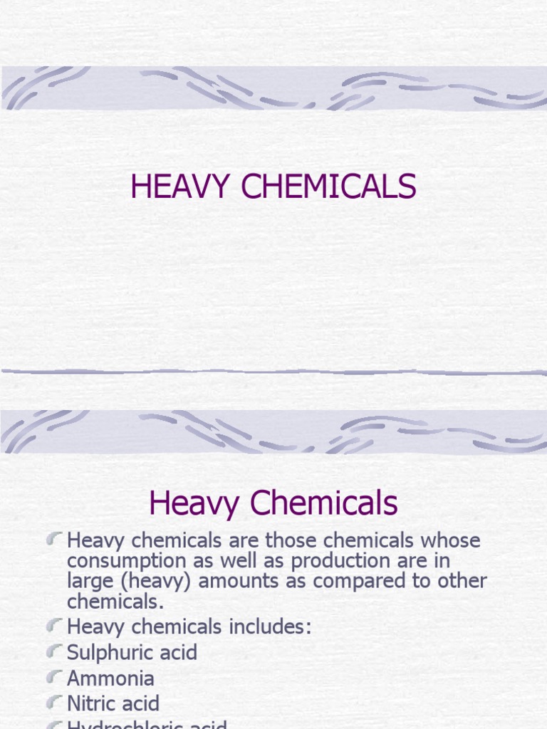 Overview of Heavy Chemicals and Uses | PDF | Sulfuric Acid | Chemical ...