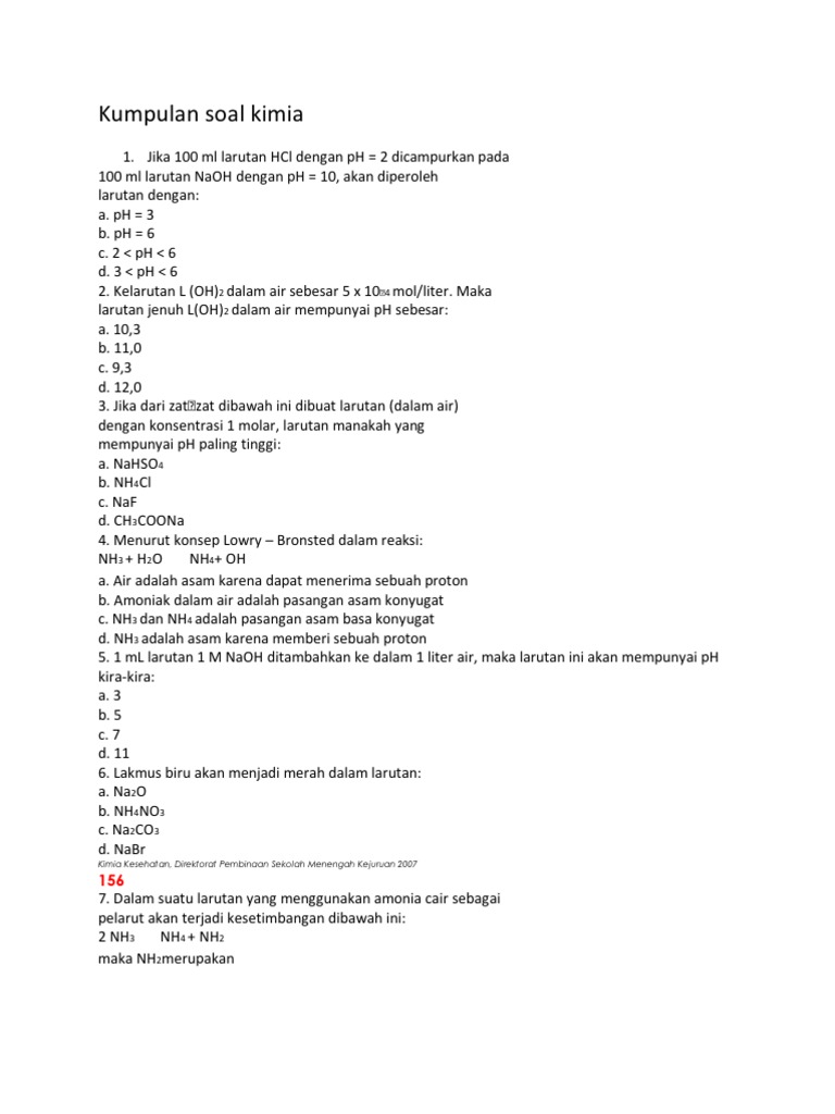 Kumpulan Soal Kimia Kumpulan Soal Kimia