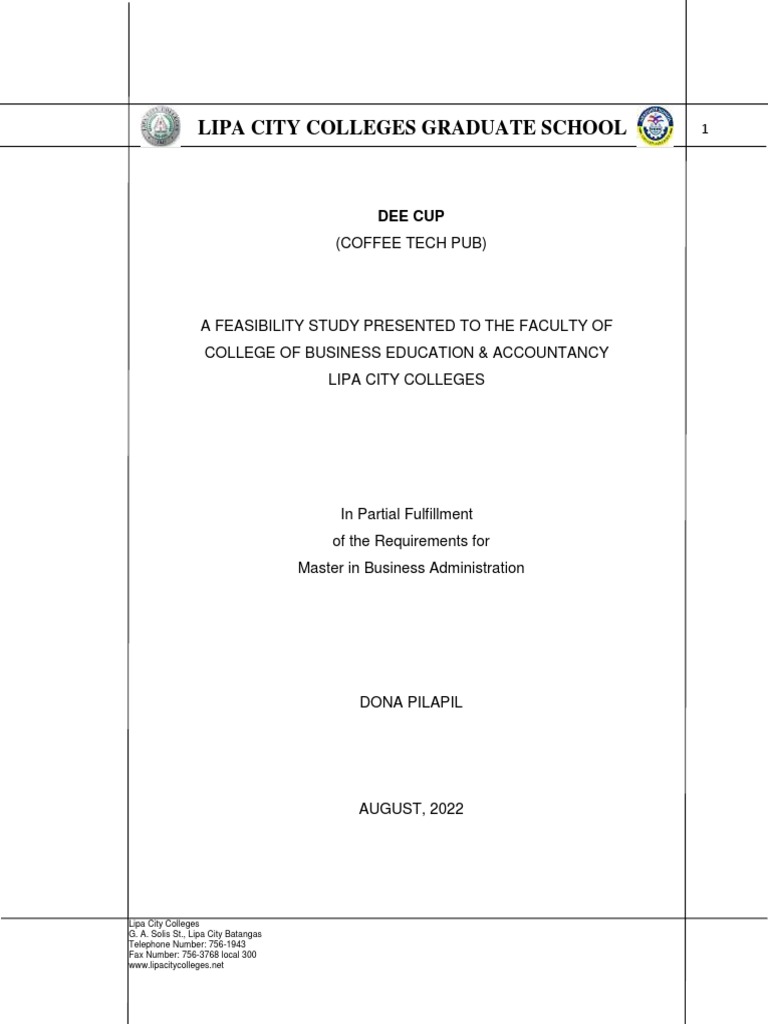 Coffee Shop Feasibility Study PDF Marketing