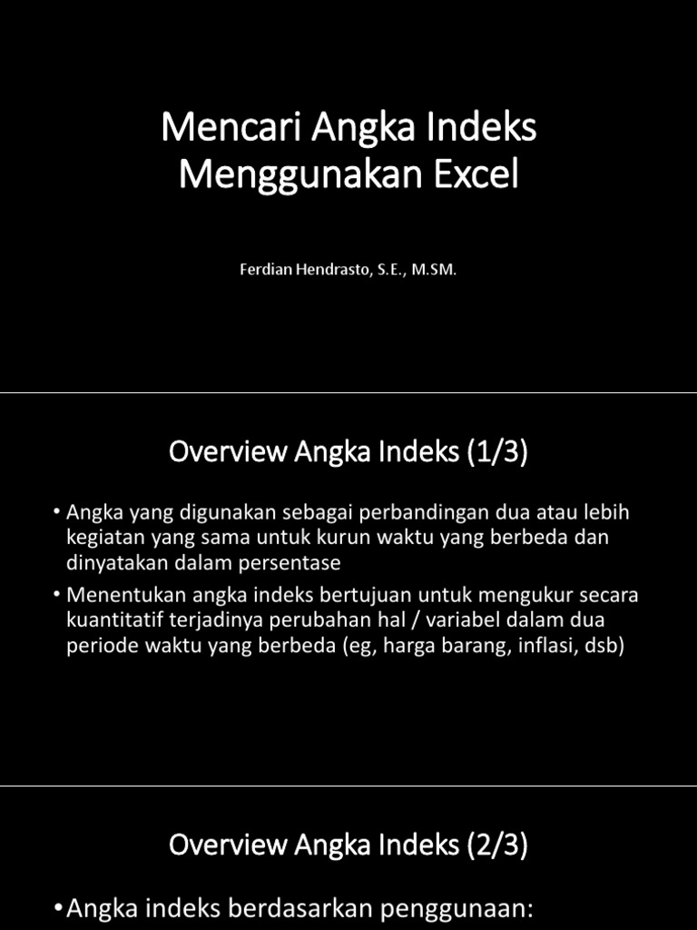 Mencari Angka Indeks Menggunakan Excel PDF
