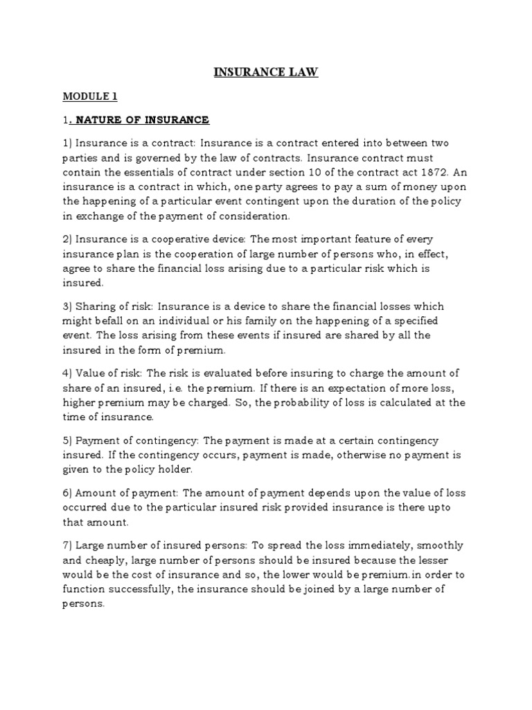 Insurance Law PDF Insurance Indemnity