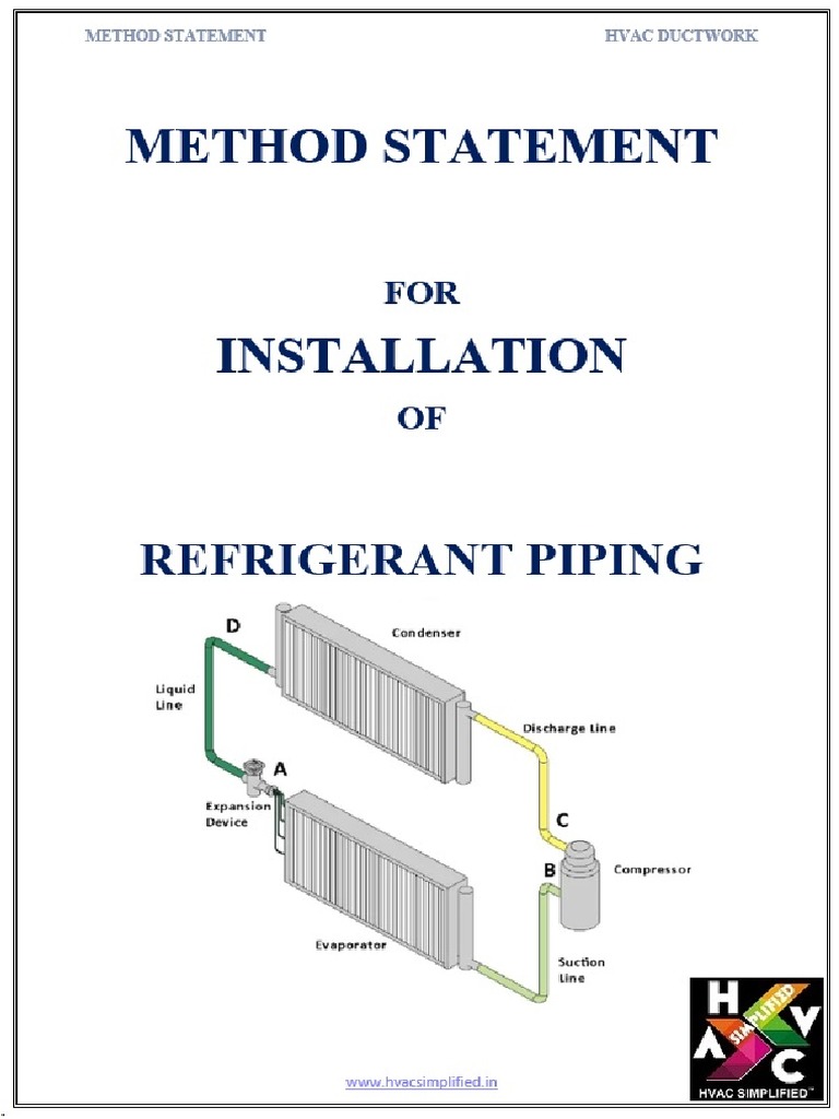 Method Statement For Installation of RefrigerantPiping PDF Pipe