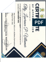 Certificate of Appreciation