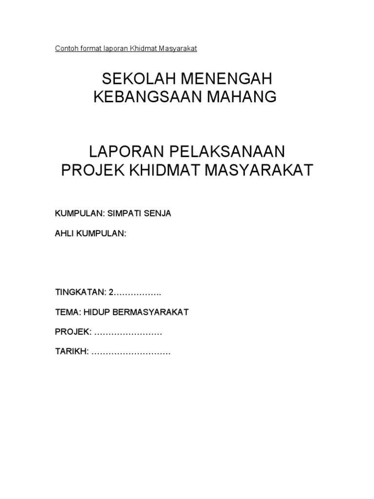 Contoh Format Laporan Khidmat Masyarakat Pdf