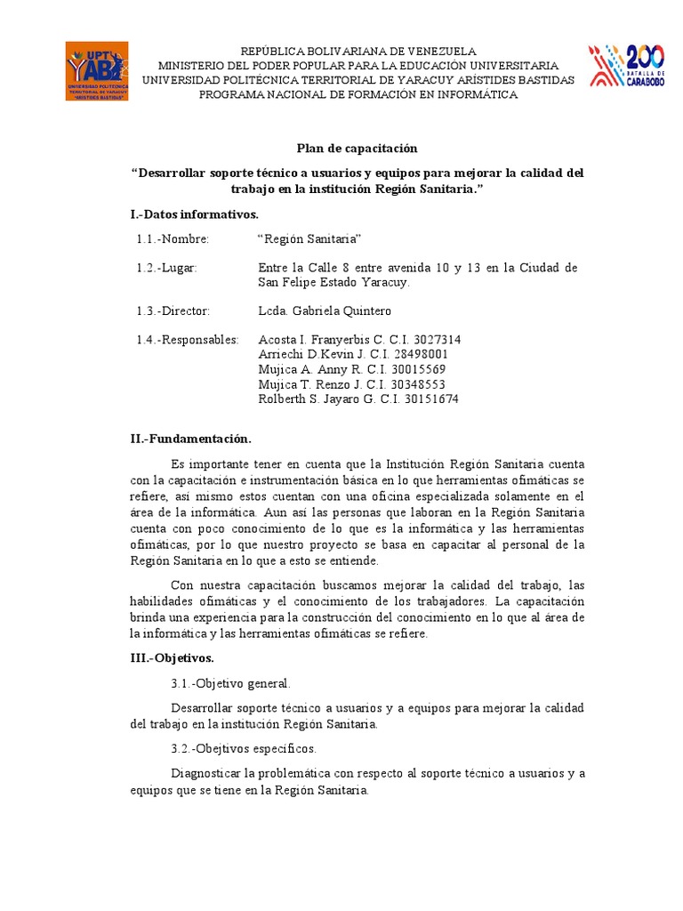 Plan De Capacitacion Pdf Software Edad De Información