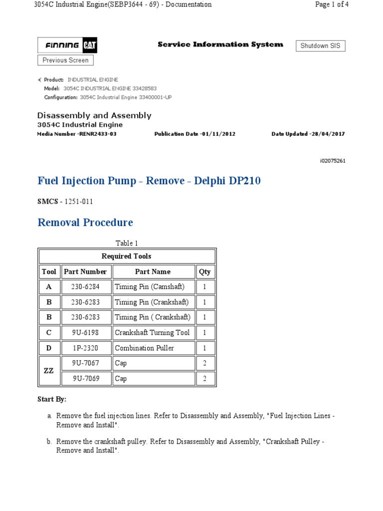 Fuel Injection Pump Remove Delphi | PDF | Engines | Pump
