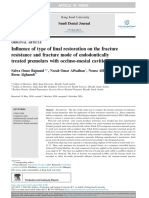 Influence of Type of Final Restoration On The Fracture Resistance and Fracture Mode of Endodontically Treated Premolars