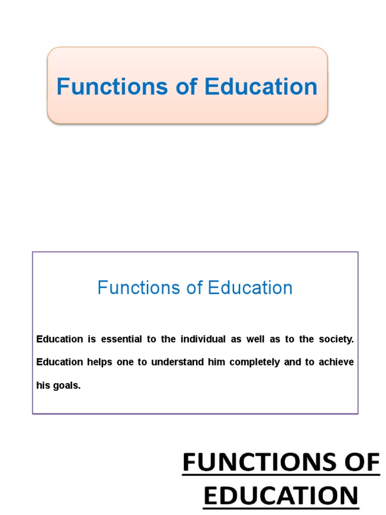 Functions of Education PDF