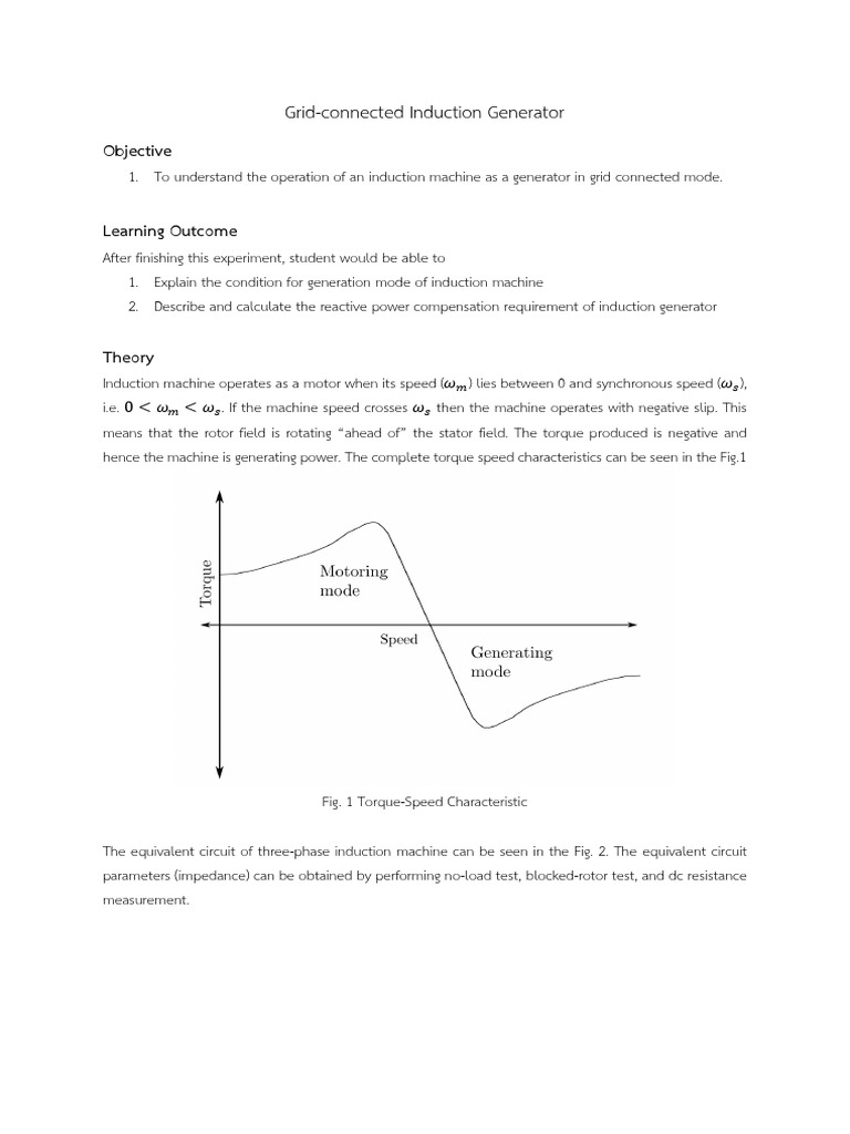 Grid-Connected Induction Generator Experiment | PDF | Electricity ...