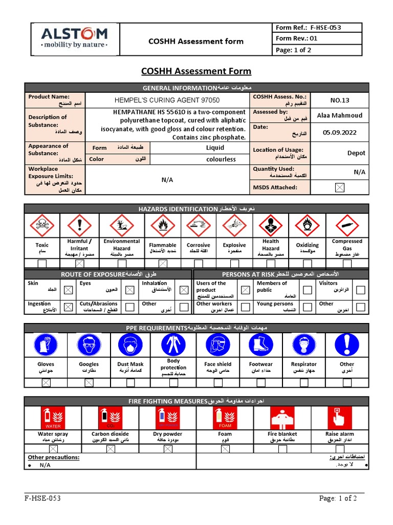 13-Hempel's Curing Agent 97050 Coshh | PDF