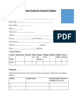 Admission Form For General Colleges