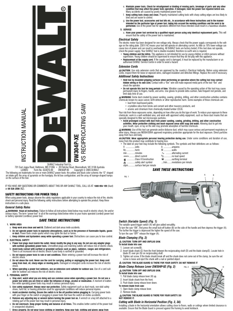 DeWalt DW304P Reciprocating Saw | PDF | Blade | Personal