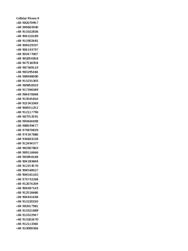 List of Cellular Phone Numbers | PDF