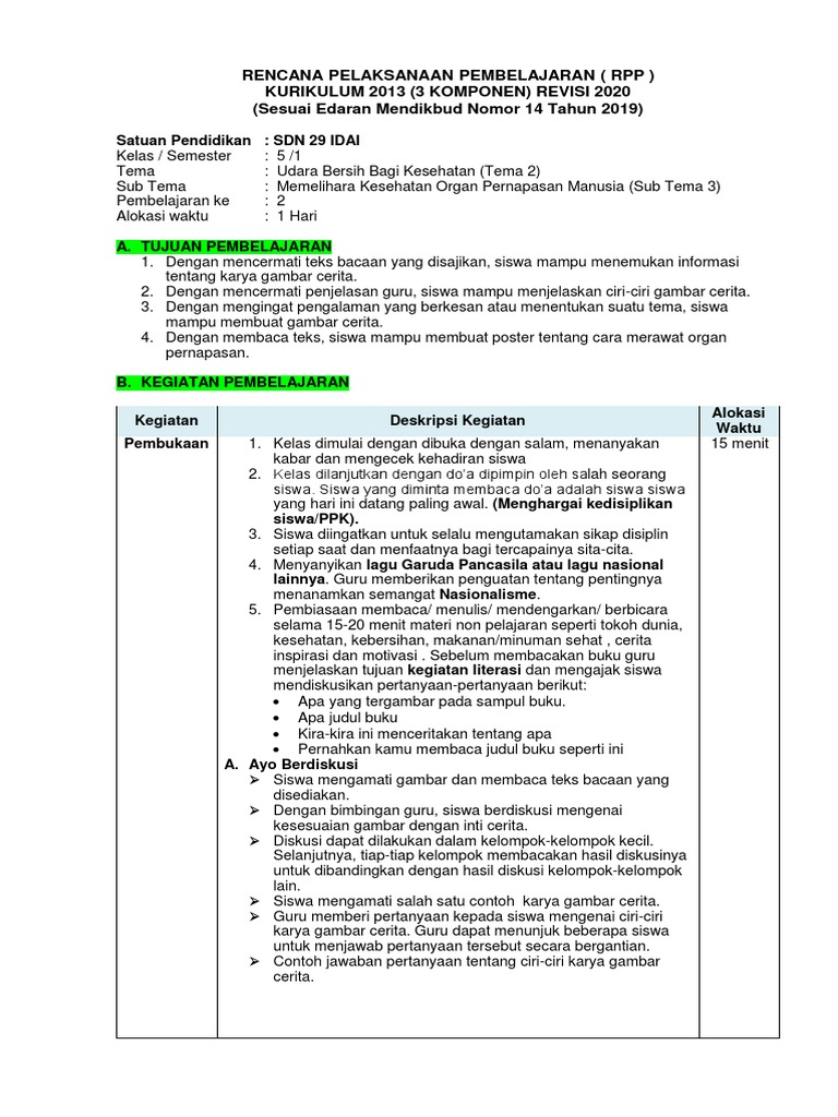 Rencana Pelaksanaan Pembelajaran (RPP) Kurikulum 2013 (3 Komponen ...