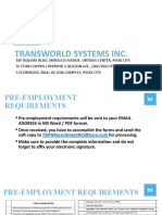 Transworld Systems Inc. pre-employment requirements