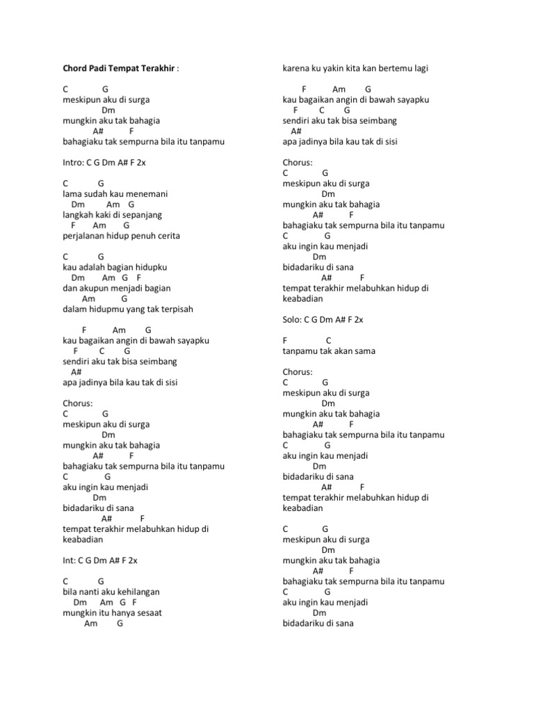 Chord Padi Tempat Terakhir Pdf