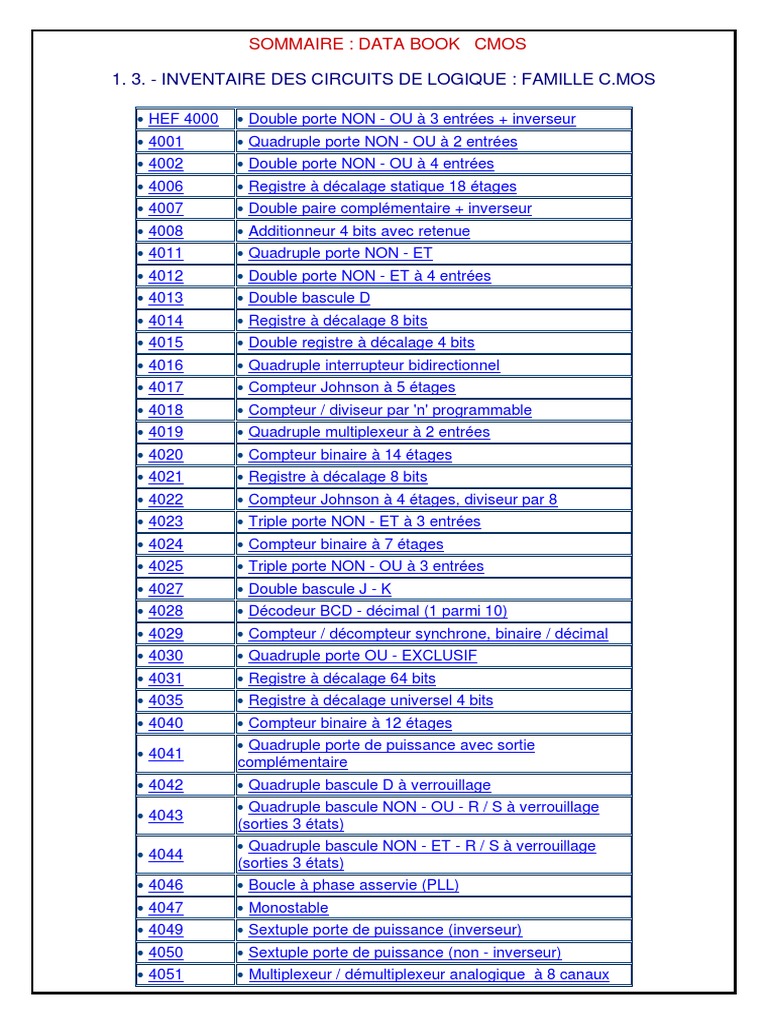 Databook CMOS 4000 Series | PDF | Technologies de l'information et de ...