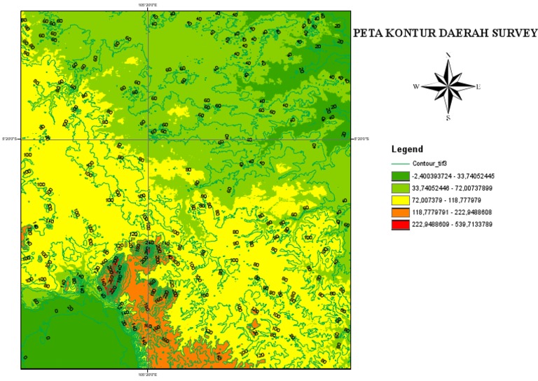 Peta Kontur Daerah Survey (Percobaan 1) | PDF