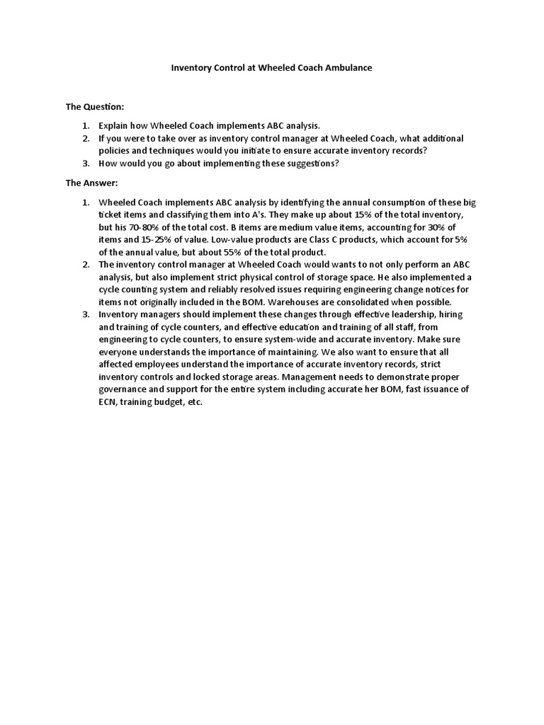 Ambulance Inventory Control Strategies | PDF