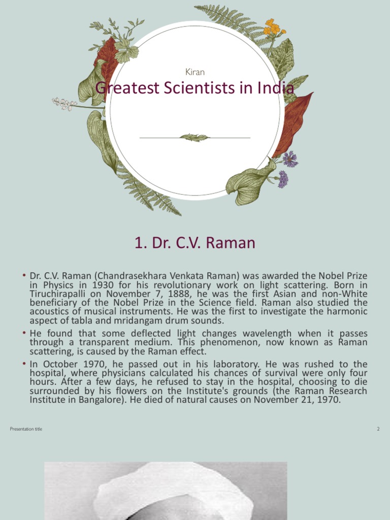 Greatest Scientists in India PDF Physics Astronomy