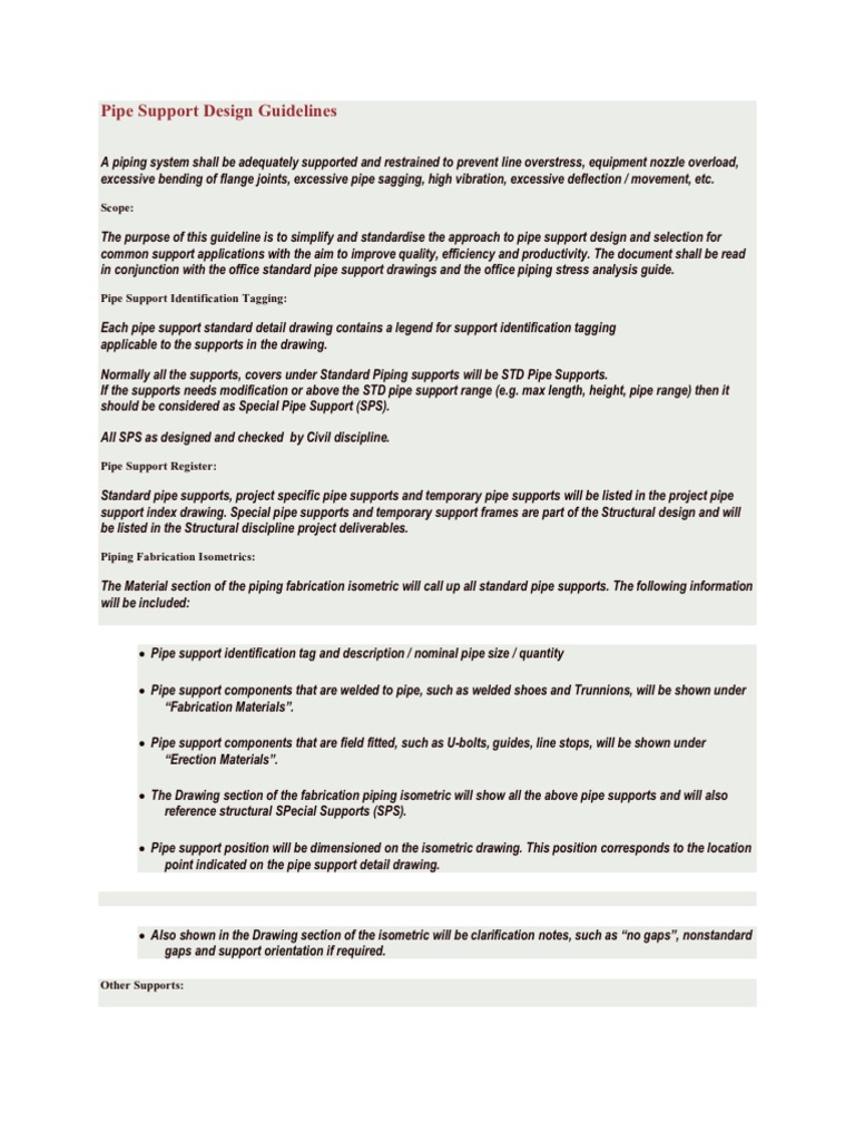 Pipe Support Design Guidelines | PDF | Pipe (Fluid Conveyance ...