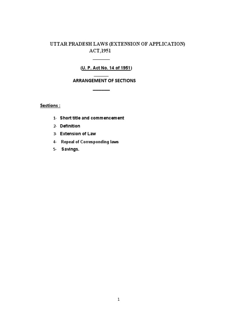 Uttar Pradesh Laws (Extension of Application) Act, 1951 PDF