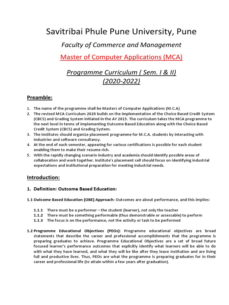 Syllabus of MCA - MGT - 2020 Pattern | PDF | Method (Computer ...