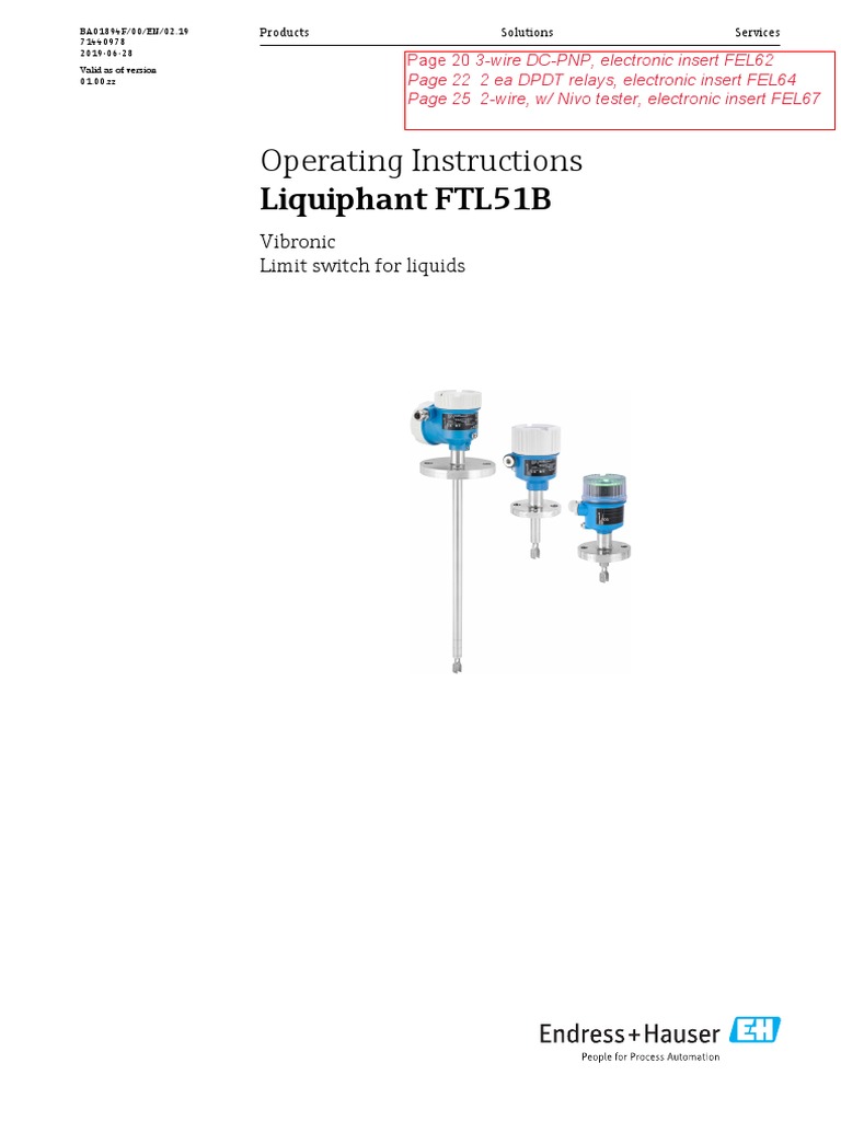Liquiphant FTL51B Manual | PDF | Safety | Viscosity