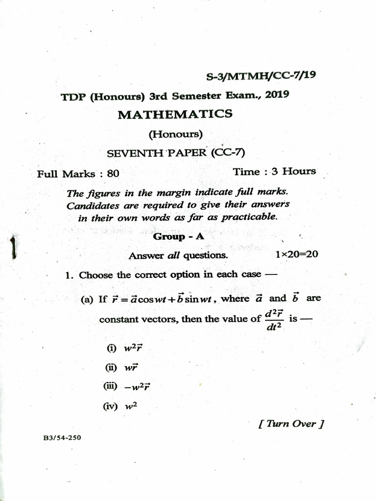 2019 (Cc7) 3rd Semester Question | PDF | Partial Differential Equation ...
