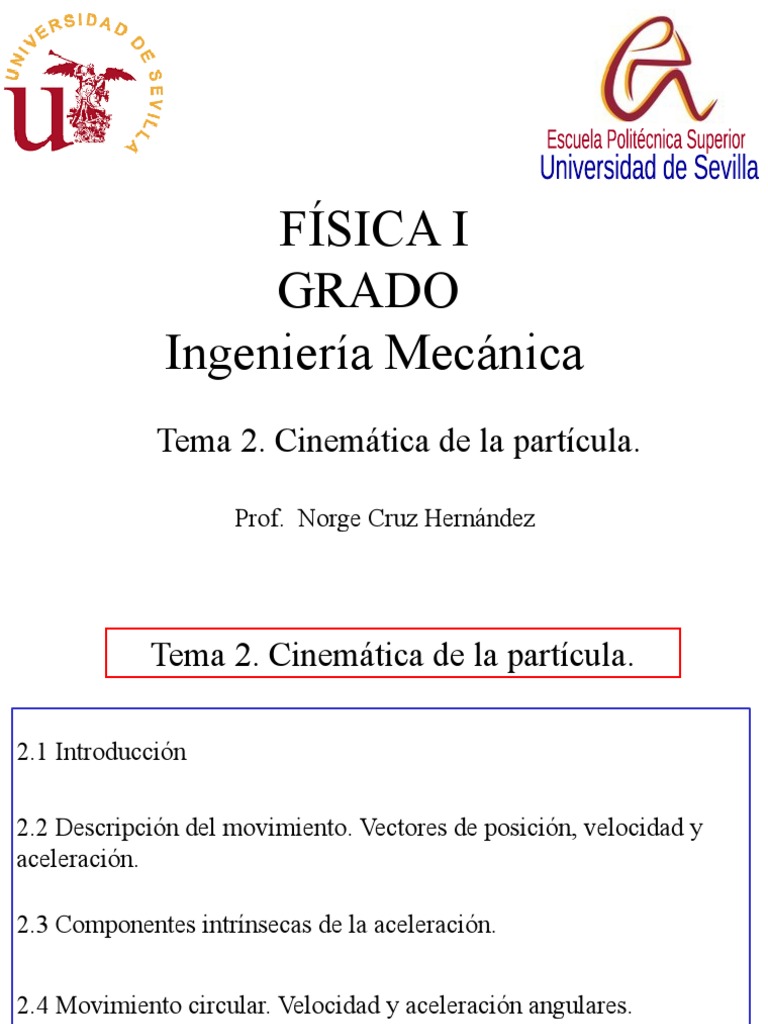 Tema 2 - Cinemática - Grado en Ingeniería Mecánica | PDF | Velocidad ...