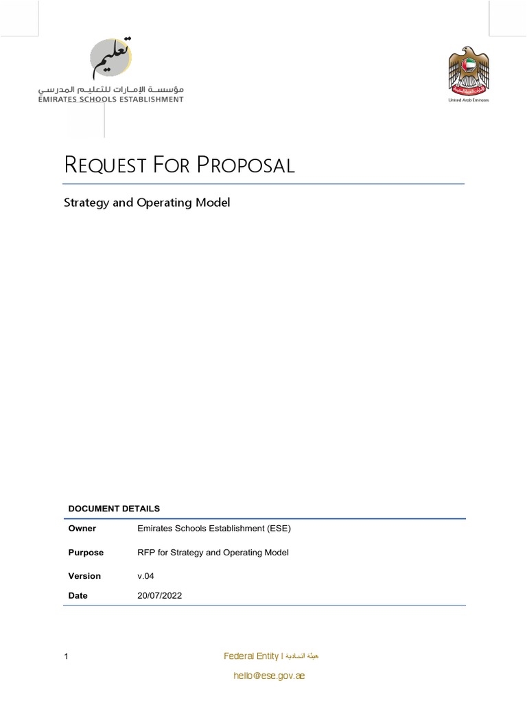 ESE RFP for Strategy and Operating Model | PDF | Request For Proposal ...
