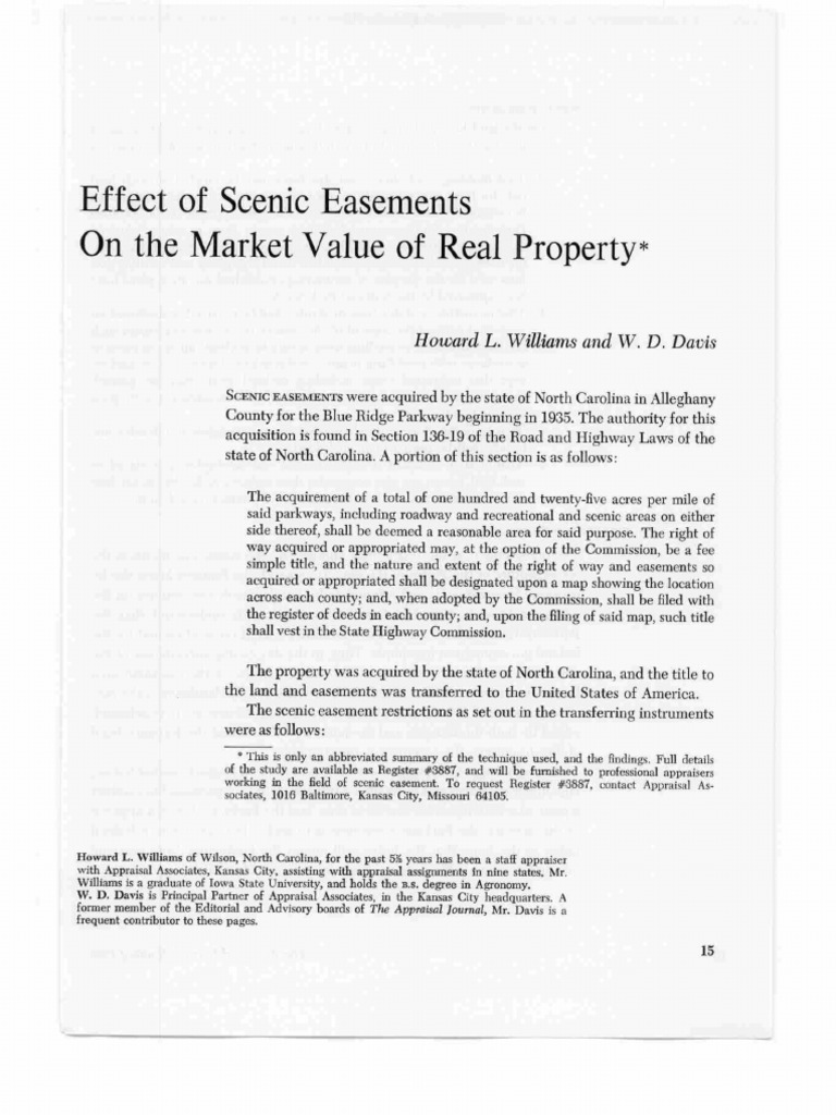 Effect of Scenic Easements On The Market Value of Real Property PDF