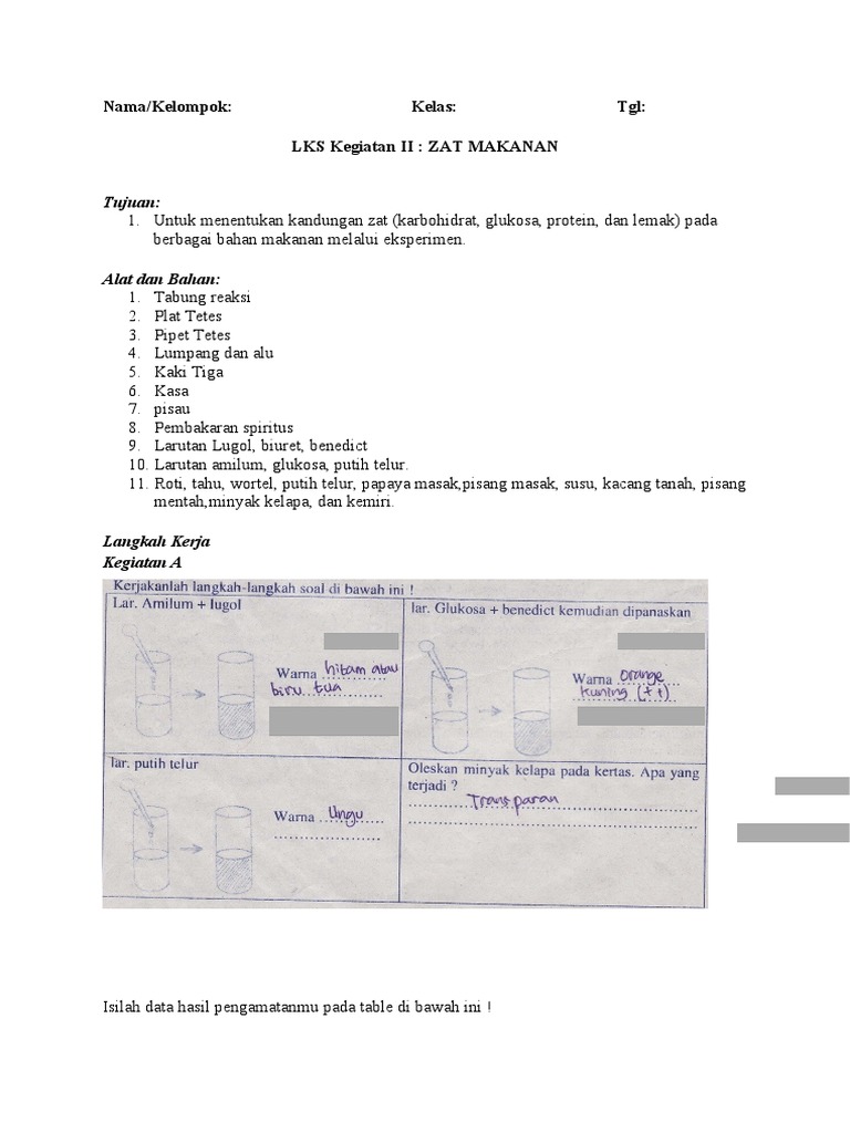 Lkpd Uji Makanan Pdf