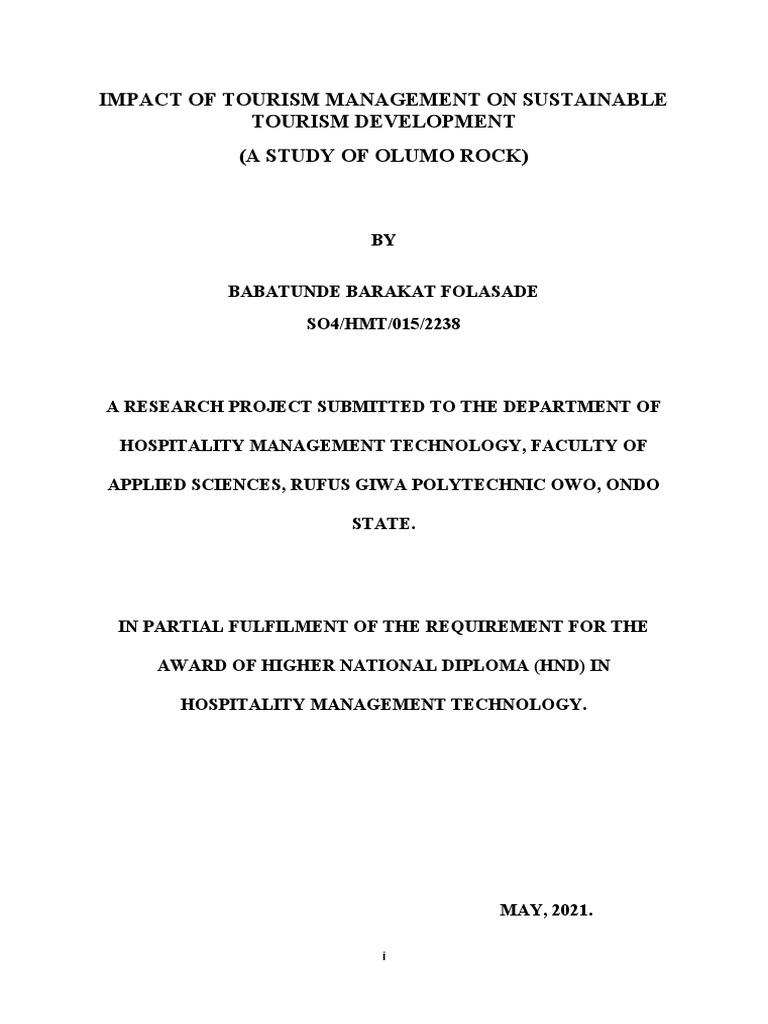 Olumo Rock: Tourism Management Impact | PDF | Cost Of Living | Tourism