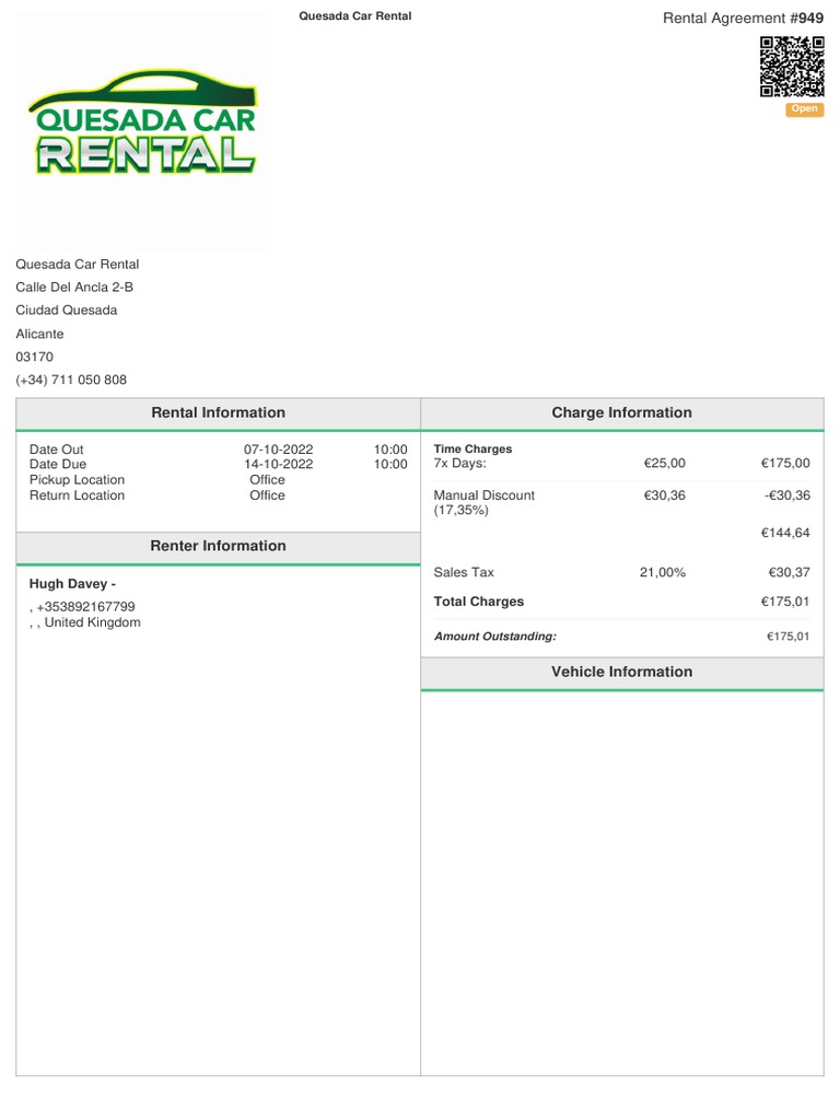 Rentalagreement 949 PDF Car Rental Debit Card