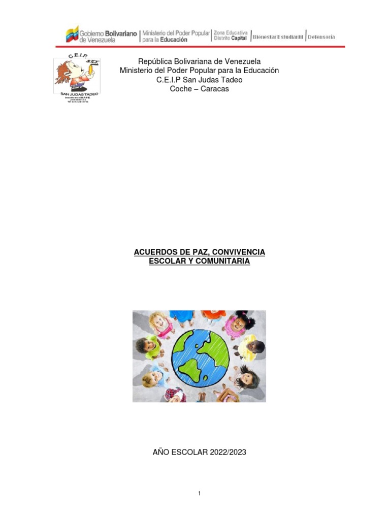 Acuerdos de Paz y Convivencia Escolar | PDF | Crecimiento personal y ...
