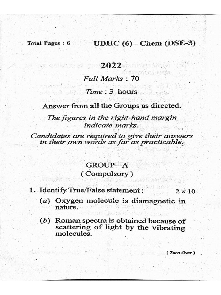 Sem 6 Dse 3 Physical Chemistry | PDF | Spectroscopy | Molecules