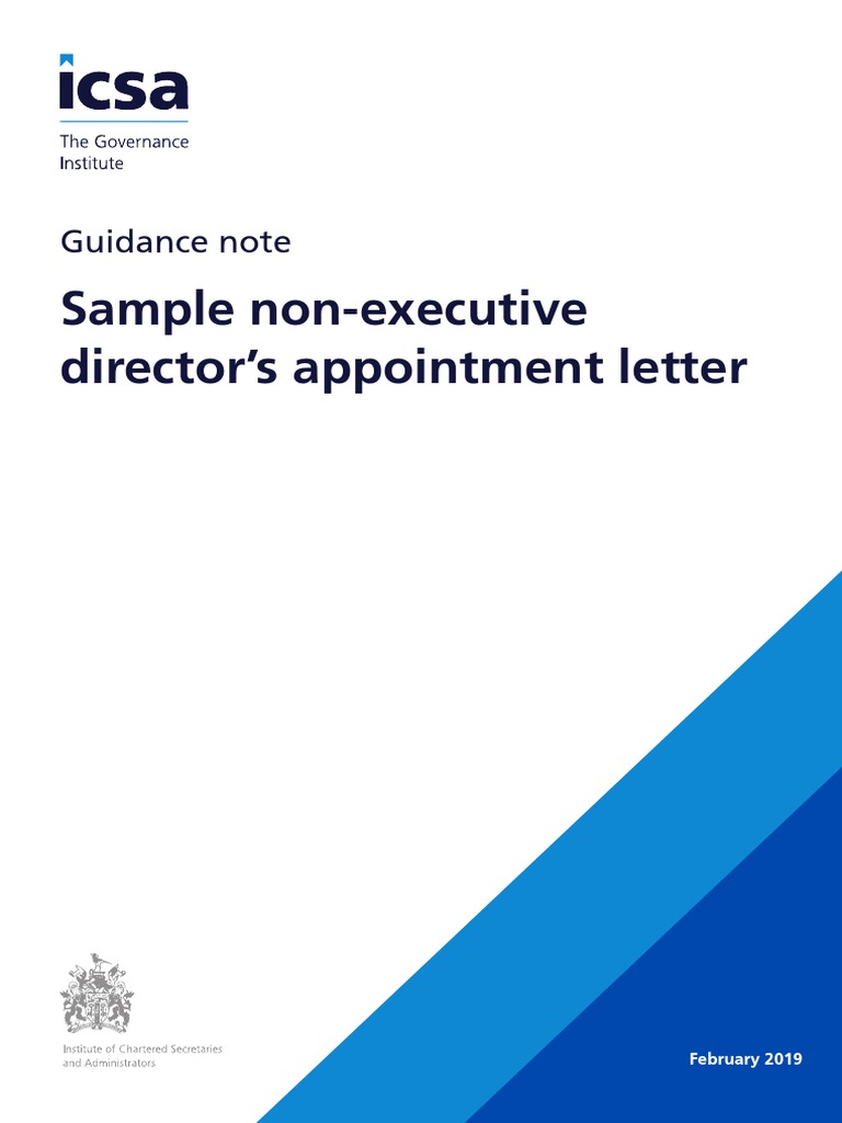 Non Executive Director Appointment Letter v4 | PDF | Career & Growth ...