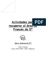 Actividades para Recuperar El Area de Frances de 5 para Alumnos de 6 - 2 Trimestre