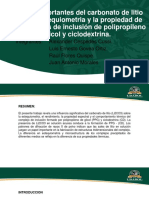 Efectos Importantes Del Carbonato de Litio Sobre La Estequiometria y La Propiedad de Los Complejos de Inclusión de Polipropileno Glicol y Ciclodextrina.