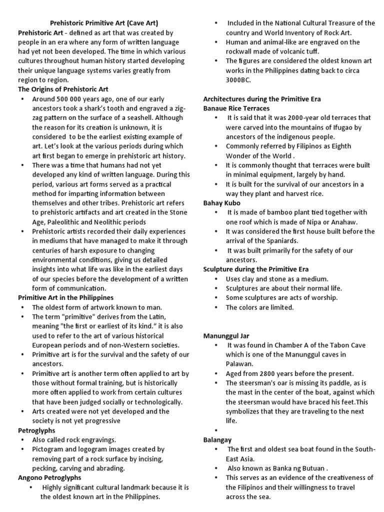 Prehistoric and Primitive Art Overview | PDF